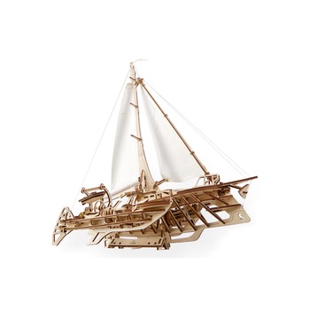 Barca Trimaran Puzzle Mecanic 3D Ugears, Nr Piese 237 Barca Trimaran Puzzle Mecanic 3D Ugears, Nr Piese 237