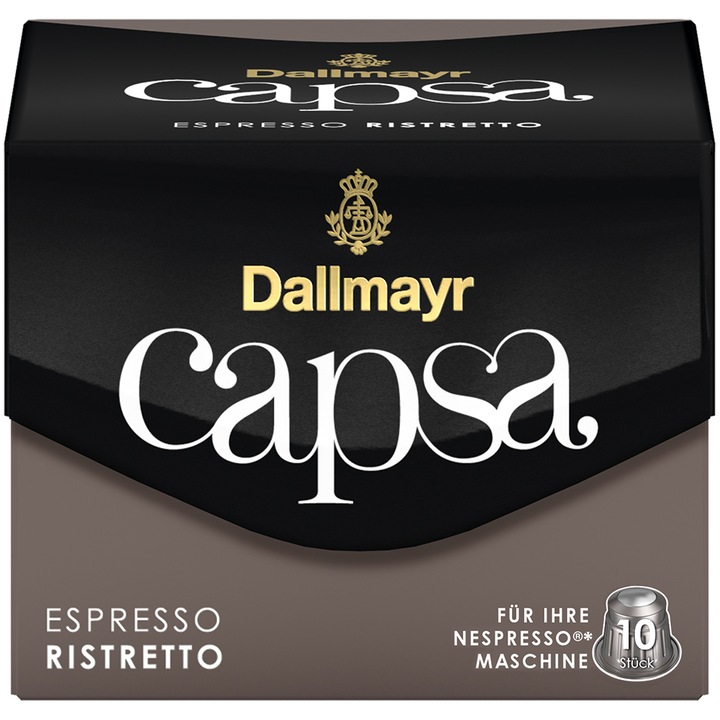 Capsule Cafea Dallmayr Capsa Espresso Ristretto, compatibil Nespresso, 10 capsule, 56 gr.