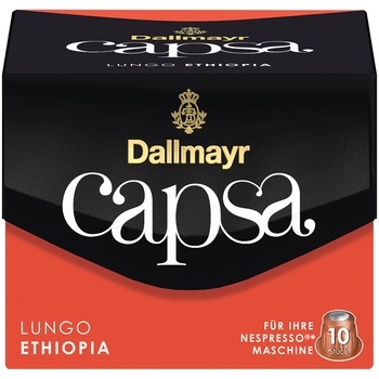 Capsule Cafea Dallmayr Capsa Lungo Ethiopia, compatibil Nespresso, 10 capsule, 56 gr. Capsule Cafea Dallmayr Capsa Lungo Ethiopia, compatibil Nespresso, 10 capsule, 56 gr.