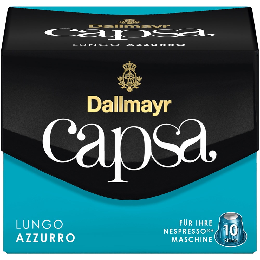 Capsule Cafea Dallmayr Capsa Lungo Azzurro, compatibil Nespresso, 10 capsule, 56 gr.
