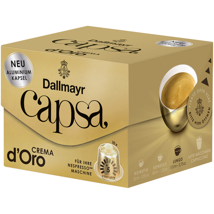 Cafea capsule, Dallmayr Capsa Lungo Crema Doro, compatibile Nespresso, 10 buc, 56 g
