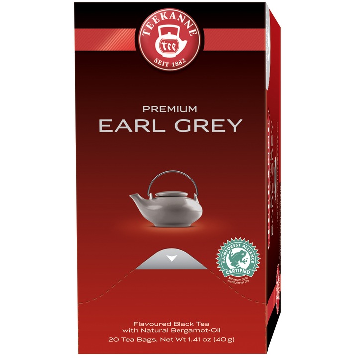 Ceai Teekanne Premium Earl Grey, 20 pliculete, 40 gr.