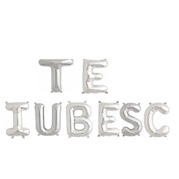 Balon Folie Litere, TE IUBESC, Argintiu, 41 cm Balon Folie Litere, TE IUBESC, Argintiu, 41 cm