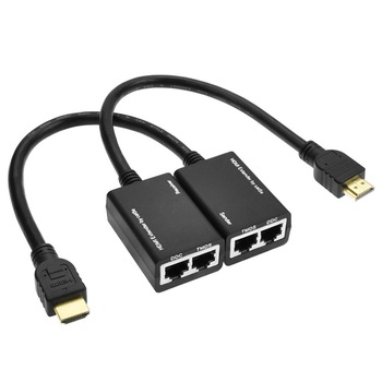 Adaptor HDMI pentru distante mari (maxim 20 metri) la RJ45, CAT5e, CAT6 UTP, LAN Ethernet Balun Extender Repeater - Phuture® Adaptor HDMI pentru distante mari (maxim 20 metri) la RJ45, CAT5e, CAT6 UTP, LAN Ethernet Balun Extender Repeater - Phuture®