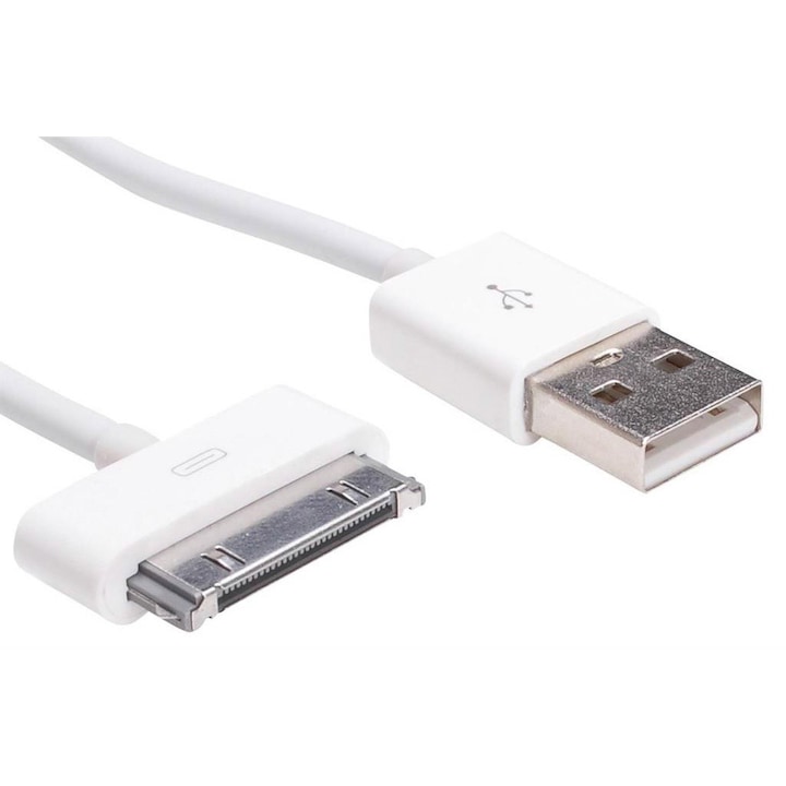 Cablu USB Apple Akyga AK-USB-08, 30-pin 1.0m, Alb