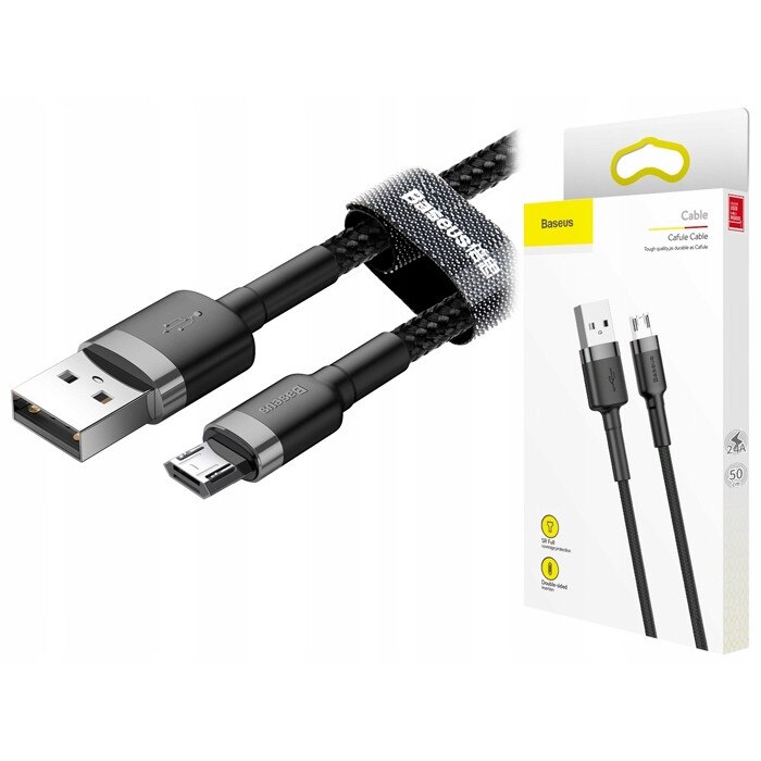 Cablu de date MicroUSB Baseus CAMKLF-AG1, Quick Charce 3.0, 50 cm, 2.4a, Negru