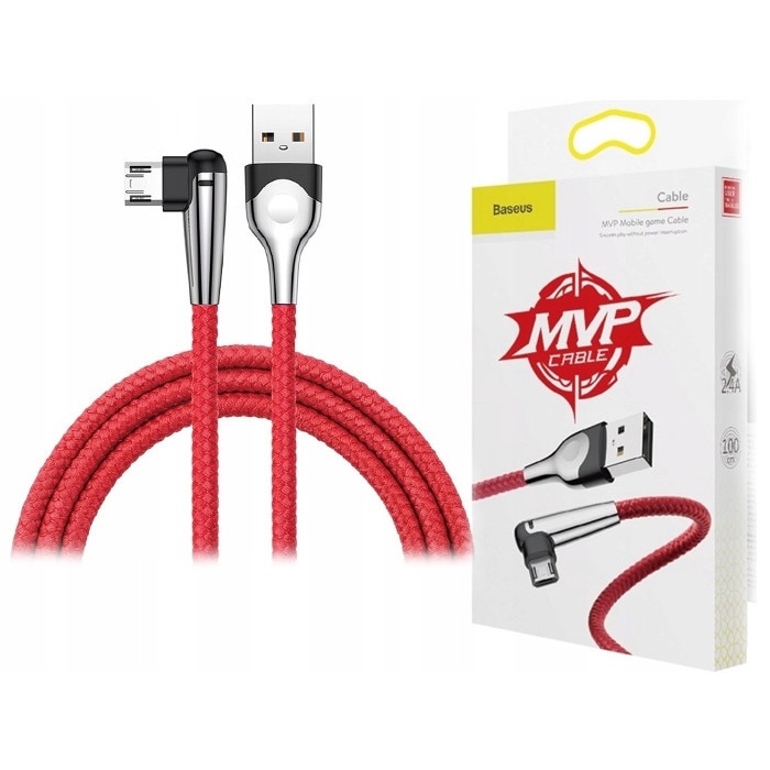 Cablu de date micro-USB Baseus CAMMVP-E09, Quick Charge 3.0, 100 cm, Rosu/Argintiu