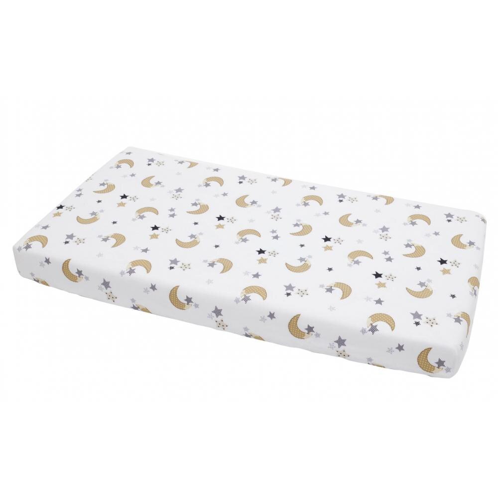Cearceaf din bumbac cu elastic Cream Moon White 120x60 cm
