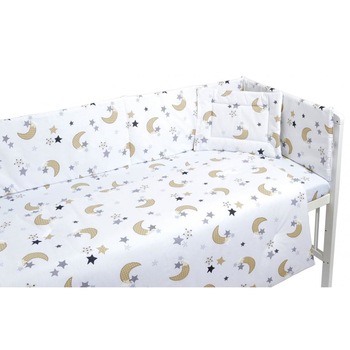 Set lenjerie patut cu 5 piese Moon White Cream Set lenjerie patut cu 5 piese Moon White Cream