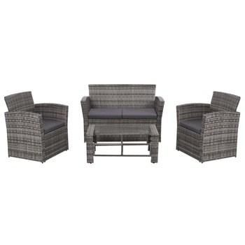 Set mobilier de gradina, 8 piese, vidaXL, Poliratan, Gri, 85 x 50 x 37 cm Set mobilier de gradina, 8 piese, vidaXL, Poliratan, Gri, 85 x 50 x 37 cm