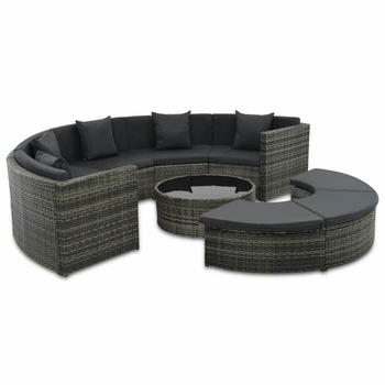 Set mobilier de gradina, canapea si masa, 25 piese, vidaXL, Poliratan, Gri, 280 x 145 x 58 cm Set mobilier de gradina, canapea si masa, 25 piese, vidaXL, Poliratan, Gri, 280 x 145 x 58 cm