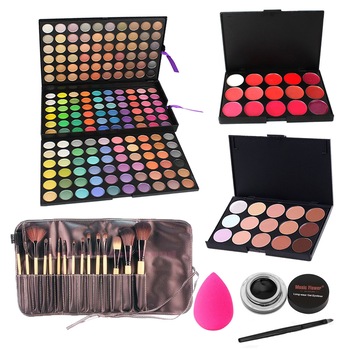 Set trusa machiaj complet cu farduri 180 culori, rujuri, corectoare, pensule eyeliner Nadine Set trusa machiaj complet cu farduri 180 culori, rujuri, corectoare, pensule eyeliner Nadine