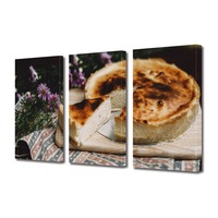 set tablouri multicanvas 3 piese premium art factory truecolor culinar multicolor placinta cu branza rumenita  panza pe cadru de lemn decoratiuni moderne pentru casa 150 x 70 cm imagen 39_0_
0