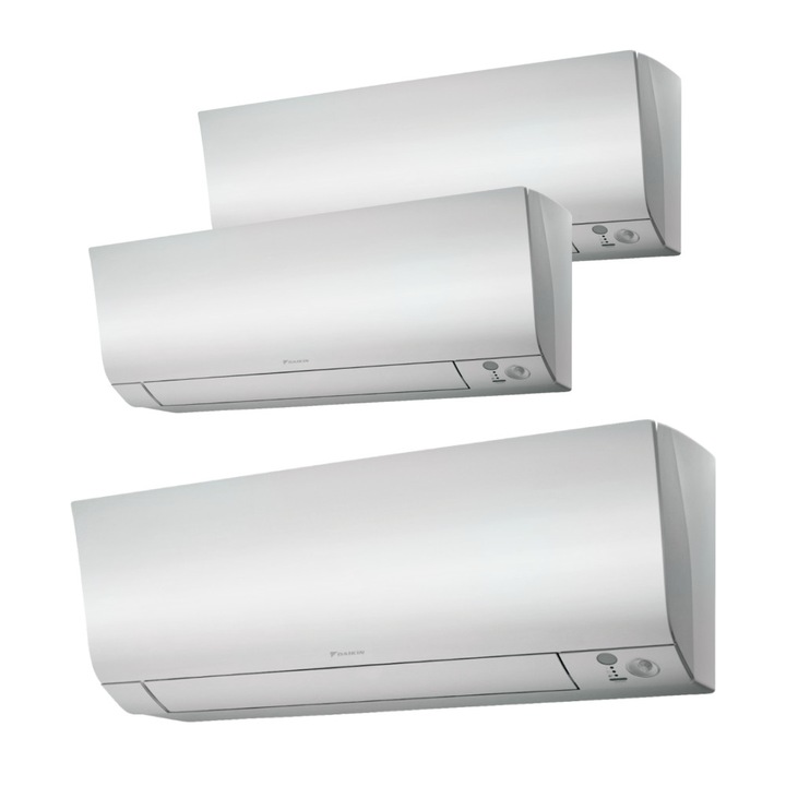 Sistem aer conditionat Daikin pentru 3 incaperi, multisplit, capacitate 4,00 kW, 7+7+9000 btu, model Perfera, Refrigerant R32, clasa A+++/A++, Bluevolution Inverter + ansamblu asimetric de amortizoare VibraZerro RX60XL