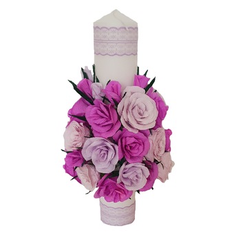 Lumanare botez/nunta Handmade Minis Boutique, mov deschis si lila Lumanare botez/nunta Handmade Minis Boutique, mov deschis si lila