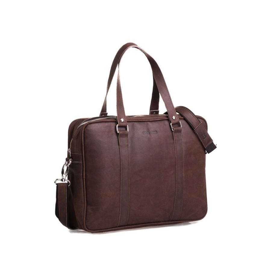 Geanta , Brodrene , Casual-Business din piele, maro inchis