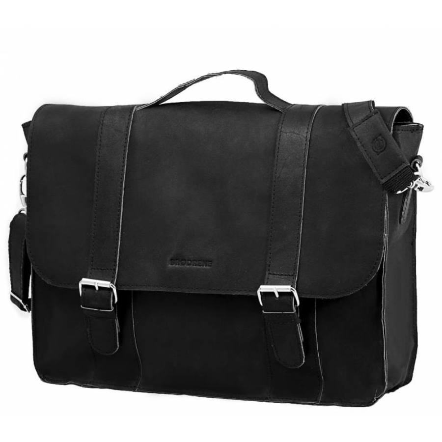 Geanta Business de umar ,Brodrene , din piele ,neagra