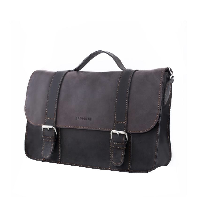 Geanta de umar, Brodrene, din piele naturala , bruna inchisa