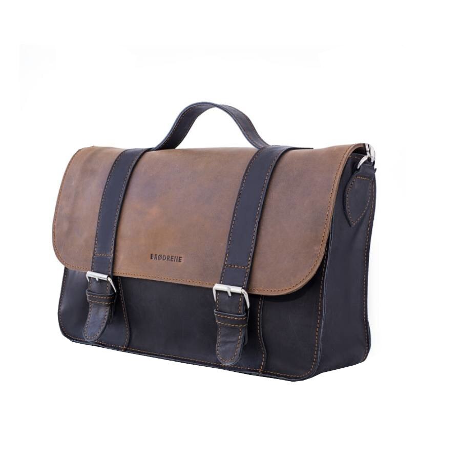 Geanta Casual, Brodrene, din piele naturala ,culoare maro