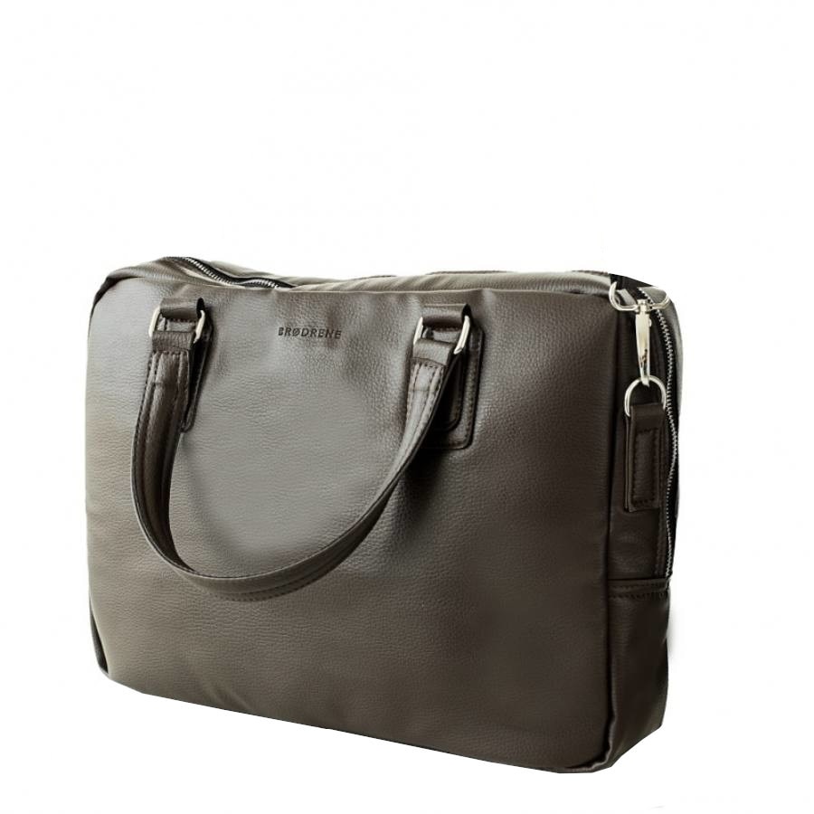 Geanta Casual, Brodrene, din piele ecologica ,culoare maro inchis