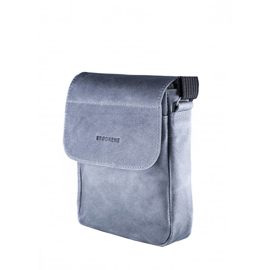 Geanta pentru umar , Brodrene, din piele naturala, gri inchis
