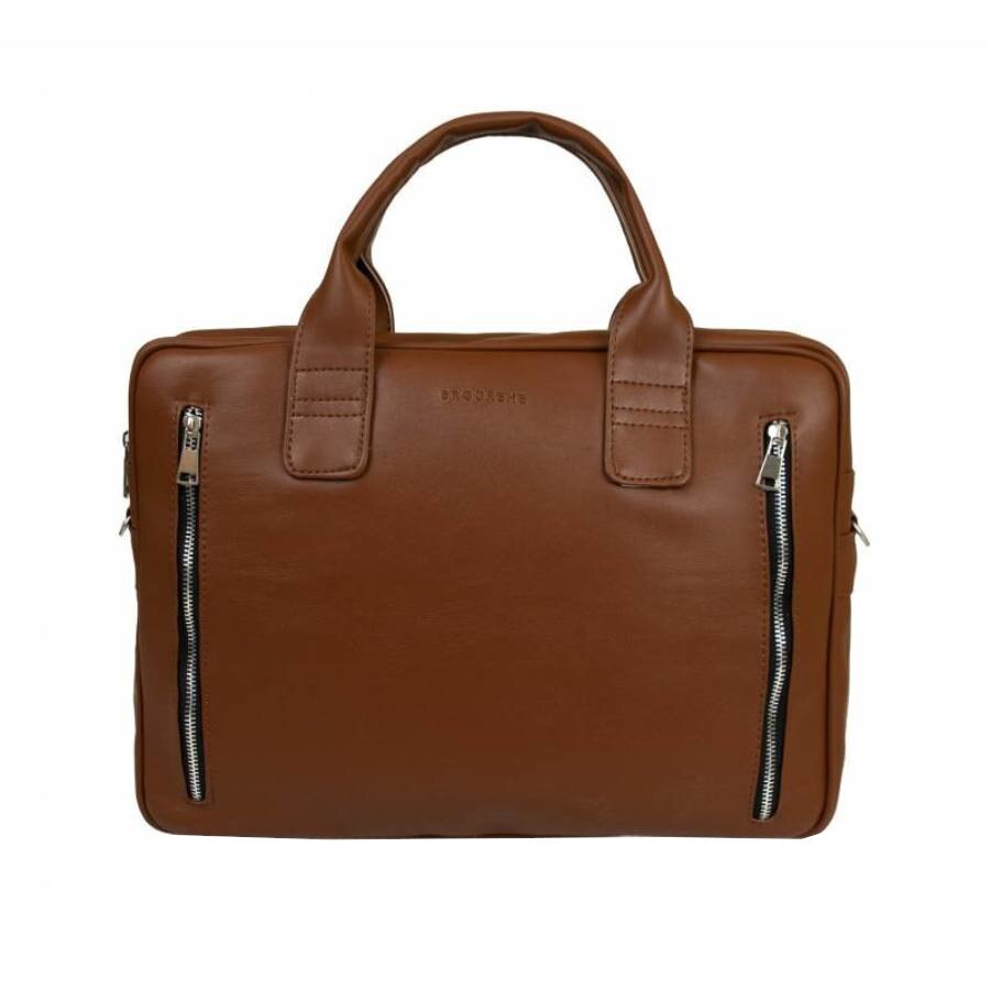 Geanta ,Brodrene , Casual, din piele ecologica ,maro deschis