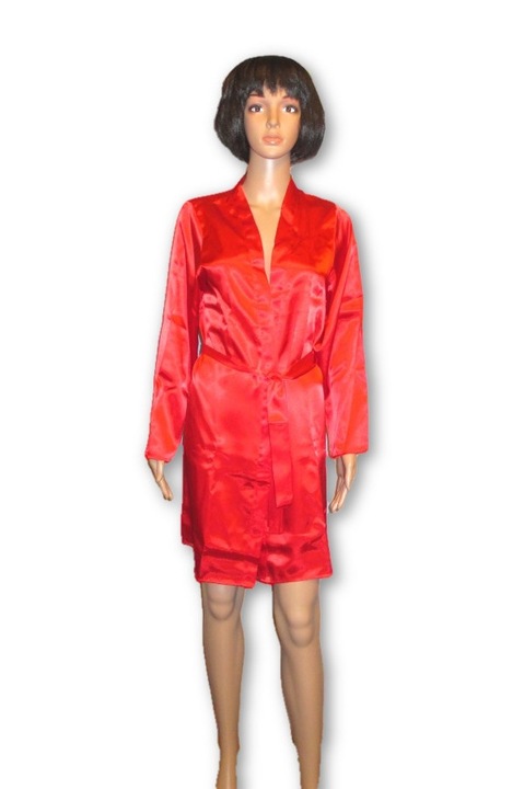 Halat de dama cu efect satinat, rosu, Rosu