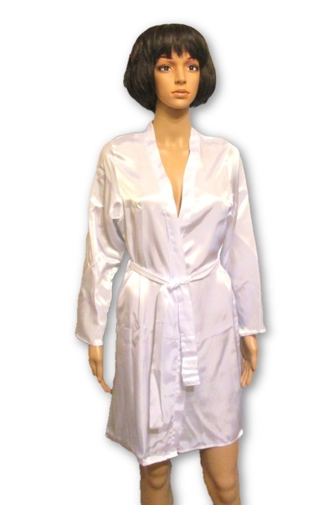 Halat dama cu efect satinat, alb, Alb