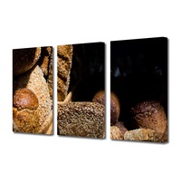 set tablouri multicanvas 3 piese premium art factory truecolor culinar multicolor paine cu seminte  panza pe cadru de lemn decoratiuni moderne pentru casa 150 x 70 cm imagen 51_0_
0