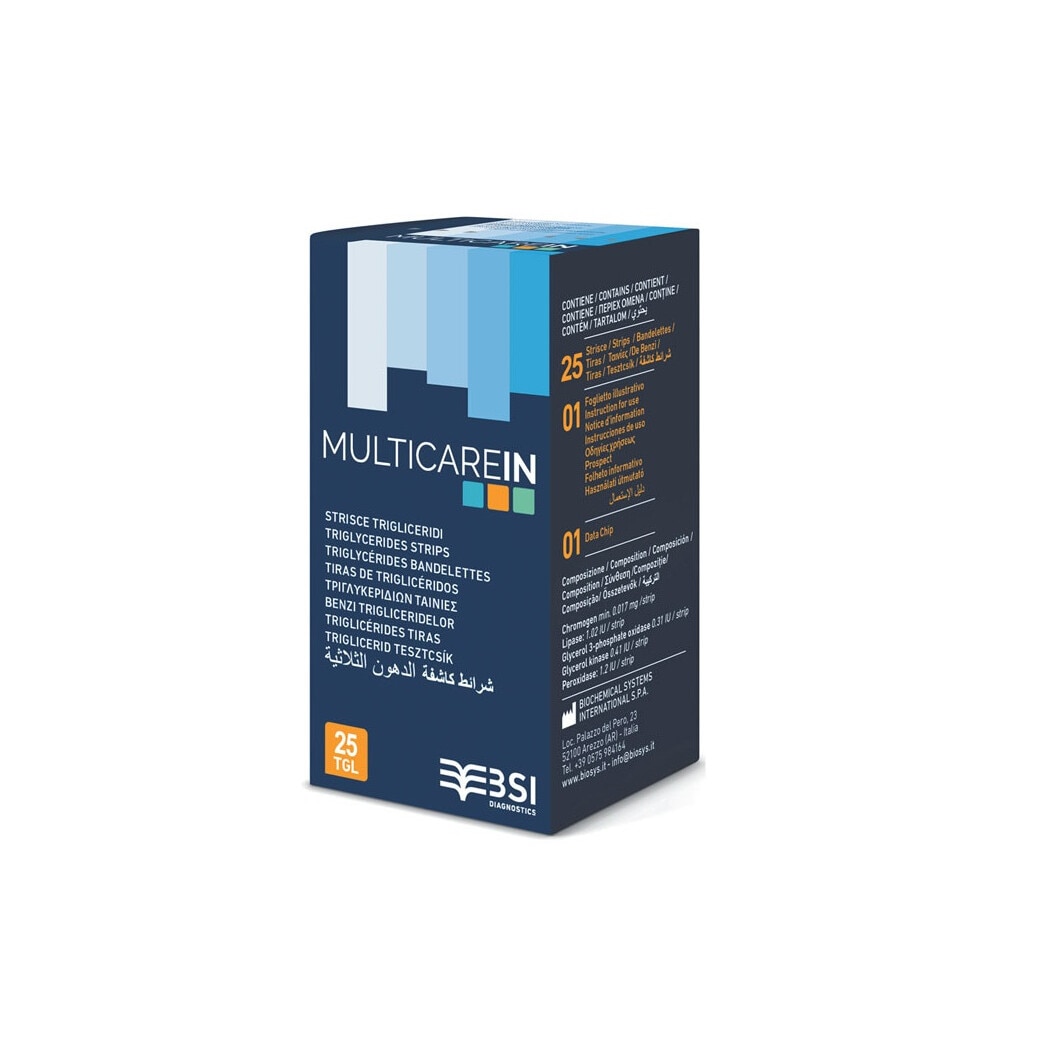 Teste de trigliceride, pentru aparatele Multicare-IN, 25 teste/cutie, chip inclus