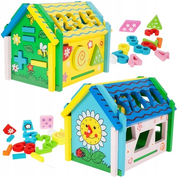 Casuta din lemn IDL, Raza Mea De Soare, 30 de piese: diferite figurine geometrice si cifre, care ajuta la dezvoltarea coordonarii mana-ochi, a imaginatiei si sporeste simtul de observatie a celor mici, Multicolora Casuta din lemn IDL, Raza Mea De Soare, 30 de piese: diferite figurine geometrice si cifre, care ajuta la dezvoltarea coordonarii mana-ochi, a imaginatiei si sporeste simtul de observatie a celor mici, Multicolora