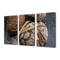 set tablouri multicanvas 3 piese premium art factory truecolor culinar multicolor paine neagra cu seminte  panza pe cadru de lemn decoratiuni moderne pentru casa 150 x 70 cm imagen 57_0_
0