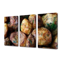 set tablouri multicanvas 3 piese premium art factory truecolor culinar multicolor cartofi la cuptor panza pe cadru de lemn decoratiuni moderne pentru casa 60 x 30 cm imagen 59_0_
0