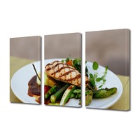set tablouri multicanvas 3 piese premium art factory truecolor culinar multicolor piept de pui la gratar preparat cu legume panza pe cadru de lemn decoratiuni moderne pentru casa 60 x 30 cm imagen 19_0_
0