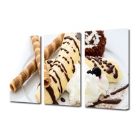 set tablouri multicanvas 3 piese premium art factory truecolor culinar multicolor desert cu banane frisca si topping de ciocolata panza pe cadru de lemn decoratiuni moderne pentru casa 210 x 100 cm imagen 50_0_
0