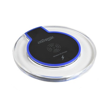 Incarcator wireless Gembird, Energenie Wireless Qi charger, 5W, plat, rotund, negru cu albastru Incarcator wireless Gembird, Energenie Wireless Qi charger, 5W, plat, rotund, negru cu albastru