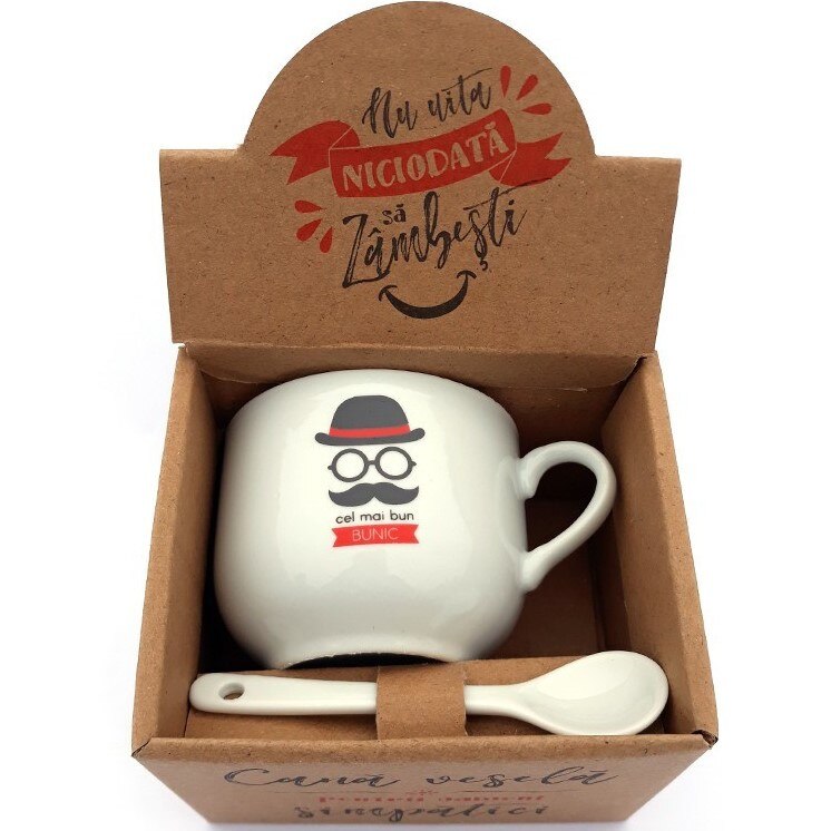 Set cadou, cana cu lingurita, pentru cel mai bun bunic,10X9X10 cm, dae2496