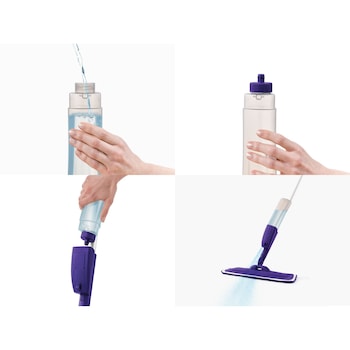 Mop cu pulverizator, rotativ de 360 °, 350 ml, Mov/Alb, Urban Trends ® Mop cu pulverizator, rotativ de 360 °, 350 ml, Mov/Alb, Urban Trends ®