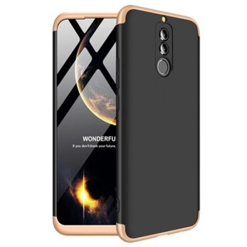 Husa Huawei Mate 10 Lite - protectie 360 grade, 3 in 1, Plastic, Neagra/Aurie