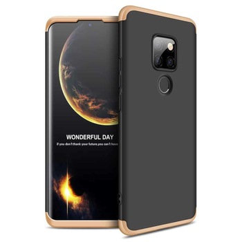 Husa Huawei Mate 20 - protectie 360 grade, 3 in 1, Plastic, Neagra/Aurie Husa Huawei Mate 20 - protectie 360 grade, 3 in 1, Plastic, Neagra/Aurie