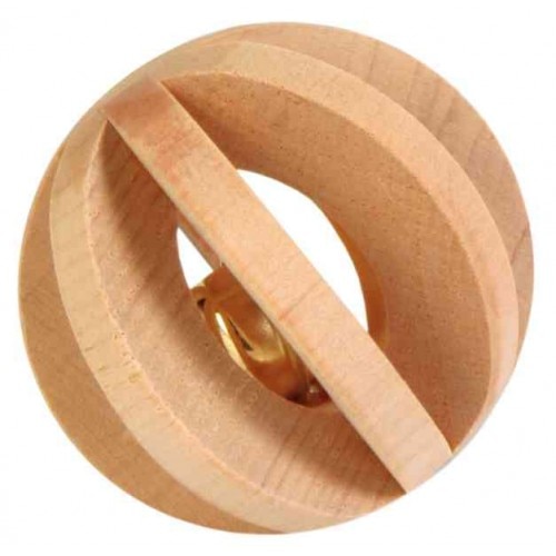 Jucarie Trixie minge lemn cu clopotel pentru rozatoare 6 cm 61870