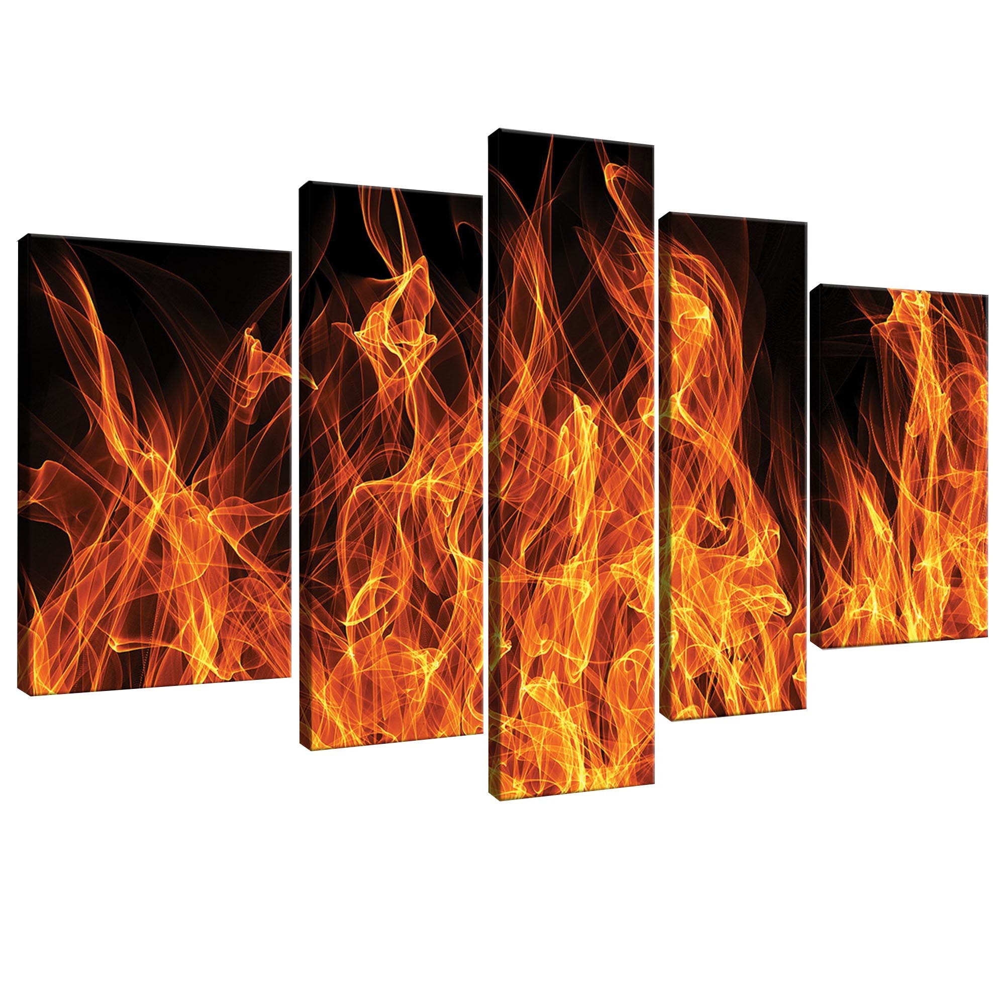 Set Tablouri DEGRETS 78344 Canvas, 100 x 170 cm, 5 piese (1x100x30 cm, 2x80x30 cm, 2x60x40 cm), Foc 3D