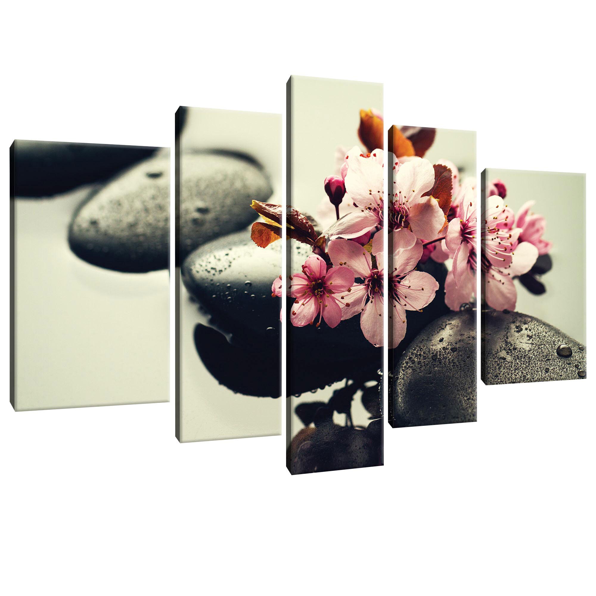 Set Tablouri DEGRETS 78346 Canvas, 100 x 170 cm, 5 piese (1x100x30 cm, 2x80x30 cm, 2x60x40 cm), Relaxare spa