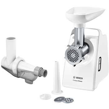 Masina de tocat carne Bosch MFW3X15W, 2000 W, 2.5 kg/min, Accesoriu suc rosii, 3site, palnie carnati, Alb Masina de tocat carne Bosch MFW3X15W, 2000 W, 2.5 kg/min, Accesoriu suc rosii, 3site, palnie carnati, Alb