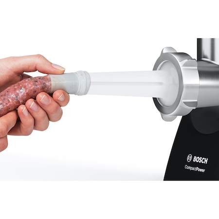 Masina de tocat carne Bosch MFW3X17B, 2000 W, 2.5 kg/min, Accesoriu suc rosii, 3site, palnie carnati, accesoriu radere/feliere, Alb/Negru