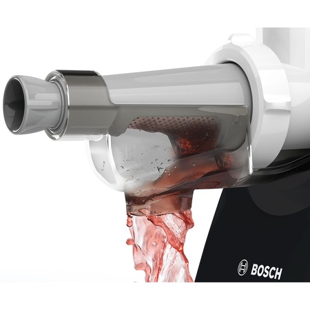 Masina de tocat carne Bosch MFW3X17B, 2000 W, 2.5 kg/min, Accesoriu suc rosii, 3site, palnie carnati, accesoriu radere/feliere, Alb/Negru