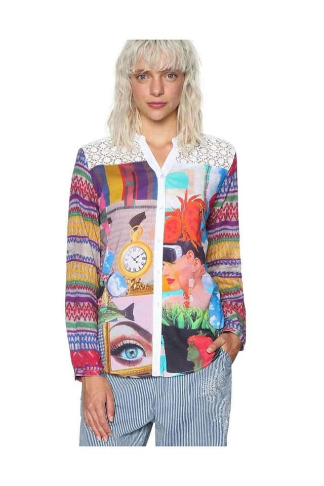 Camasa dama, Desigual, cu imprimeu abstract, Amaralina, Marimea S