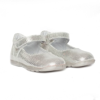 Pantofi fete piele Emma , Pj Shoes, argintiu 20 Pantofi fete piele Emma , Pj Shoes, argintiu 20