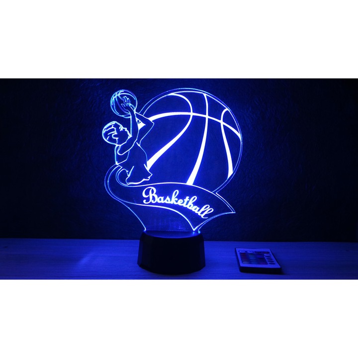 Fiú kosaras mintás lámpa távirányítóval