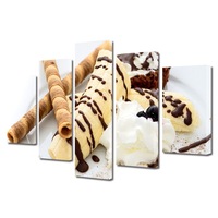 set tablouri multicanvas 5 piese premium art factory truecolor culinar multicolor desert cu banane frisca si topping de ciocolata panza pe cadru de lemn decoratiuni moderne pentru casa 110 x 200 cm imagen 45_0_
0